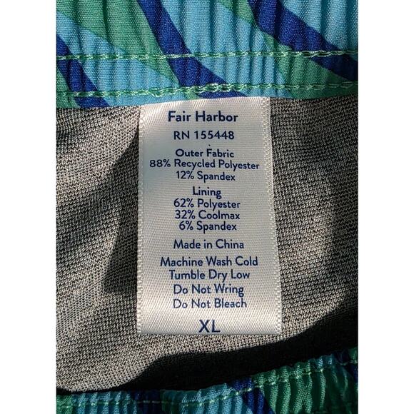 Fair Harbor Swim Trunks Boys XL Blue Geometric Board Shorts Drawstring Lined - Picture 4 of 9